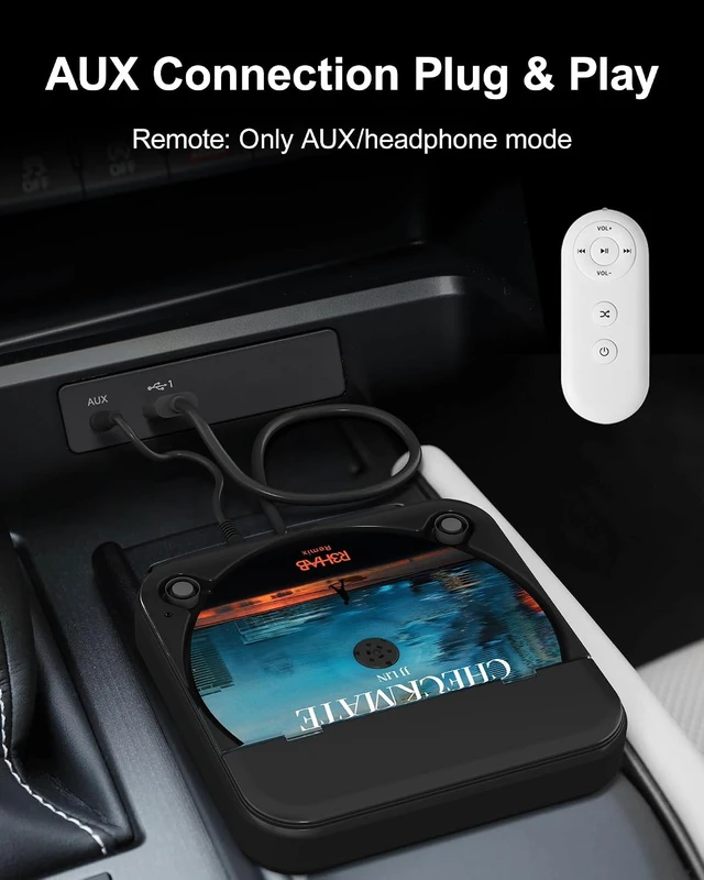 Alt view image 5 of 7 - Portable Car CD Player with USB/AUX Port,External CD Player Compatible with Car Radio Stereo, Laptop, TV, Computer,Universal for Vehicle with Adapter (Black)