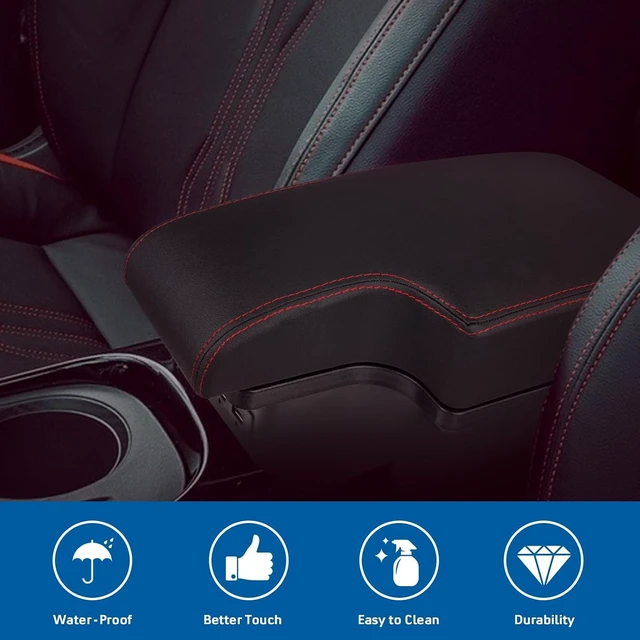 Alt view image 4 of 6 - Consoles Armrest Compatible with Nissan Juke 2010-2017 Center Console Box Armrest Box USB Charge Black with Red Stitching