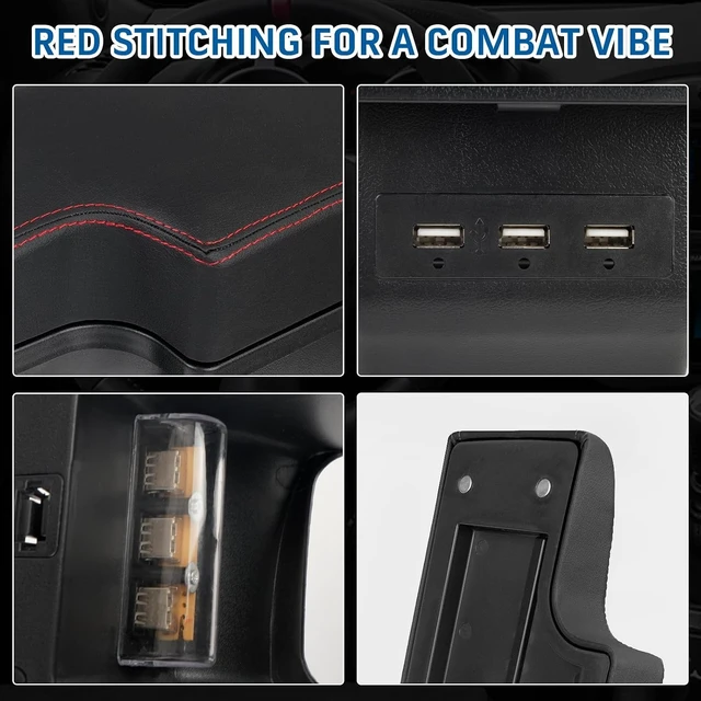 Alt view image 6 of 6 - Consoles Armrest Compatible with Nissan Juke 2010-2017 Center Console Box Armrest Box USB Charge Black with Red Stitching