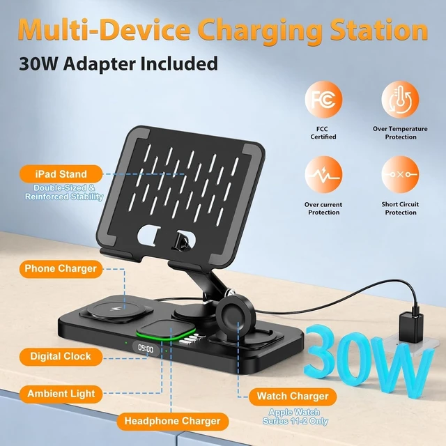 Alt view image 3 of 7 - Wireless Charging Station for Devices, Only for Watch Charging