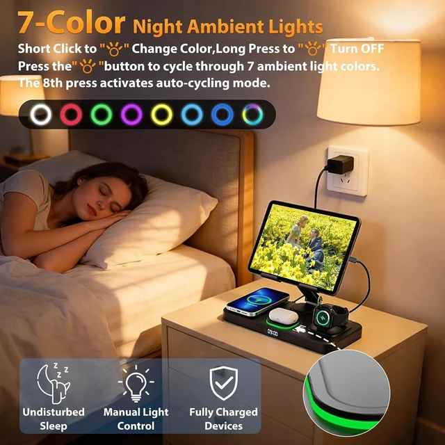 Alt view image 4 of 7 - Wireless Charging Station for Devices, Only for Watch Charging