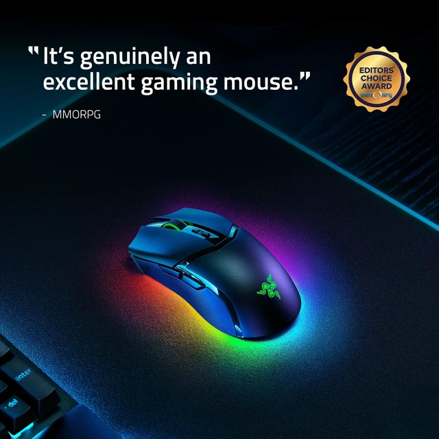 Alt view image 3 of 7 - Cobra Pro Wireless Gaming Mouse, 2.4 Ghz, 170 Hr Battery, Black | 30K Optical Sensor, Gen-3 Optical Switches, Bluetooth & USB Type C, 10 Customizable Controls, Chroma RGB Lighting