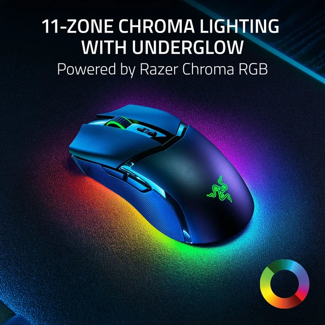 Alt view image 5 of 7 - Cobra Pro Wireless Gaming Mouse, 2.4 Ghz, 170 Hr Battery, Black | 30K Optical Sensor, Gen-3 Optical Switches, Bluetooth & USB Type C, 10 Customizable Controls, Chroma RGB Lighting