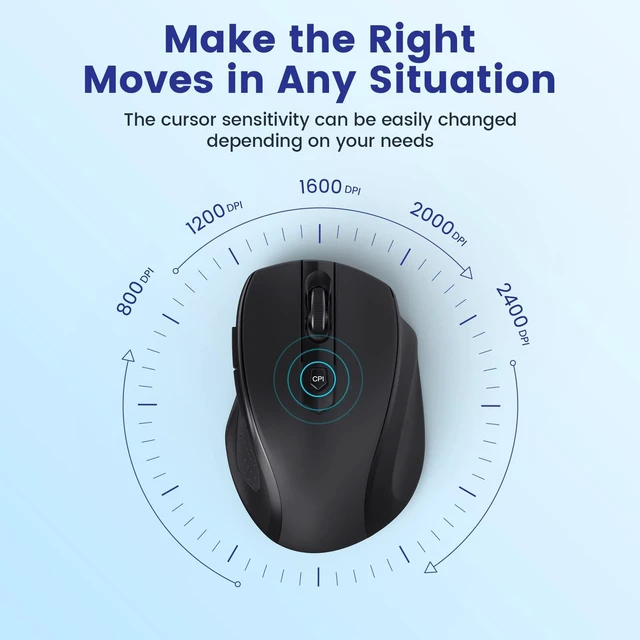 Alt view image 4 of 7 - Wireless Mouse, 2.4G Ergonomic Computer Mouse USB Mouse for Laptop | Ergonomic, 5-Level 2400, 24 Months Battery Life, Portable for PLaptop, PC, Computer, Chromebook, Notebook