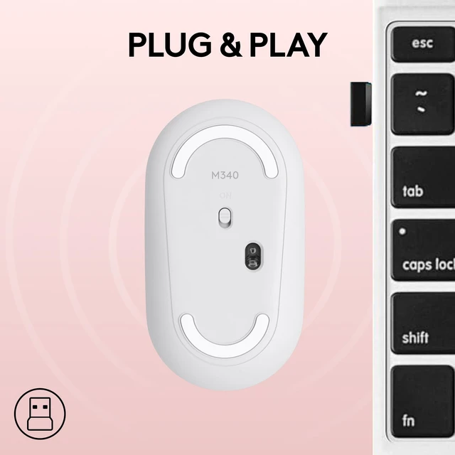 Alt view image 5 of 7 - M340 Compact Ambidextrous Silent Wireless Mouse - Floral Bouquet | Silent clicks, with 2.4 GHz USB-A Nano Receiver, 3 non-customizable buttons, 18-months battery, Windows Mac Chrome compatible