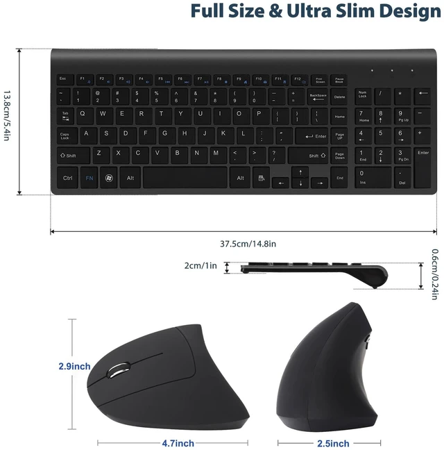 Alt view image 5 of 7 - Left Handed 2.4GHz Wireless Vertical Ergonomic Mouse and Keyboard Combo Ultra-Thin Portable Size for PC Desktop Computer Laptop Mac Tablet, Black