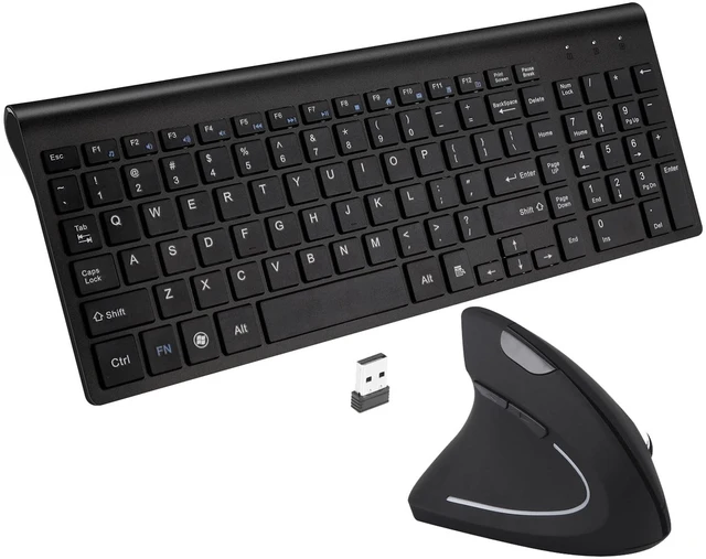 Main image of Left Handed 2.4GHz Wireless Vertical Ergonomic Mouse and Keyboard Combo Ultra-Thin Portable Size for PC Desktop Computer Laptop Mac Tablet, Black