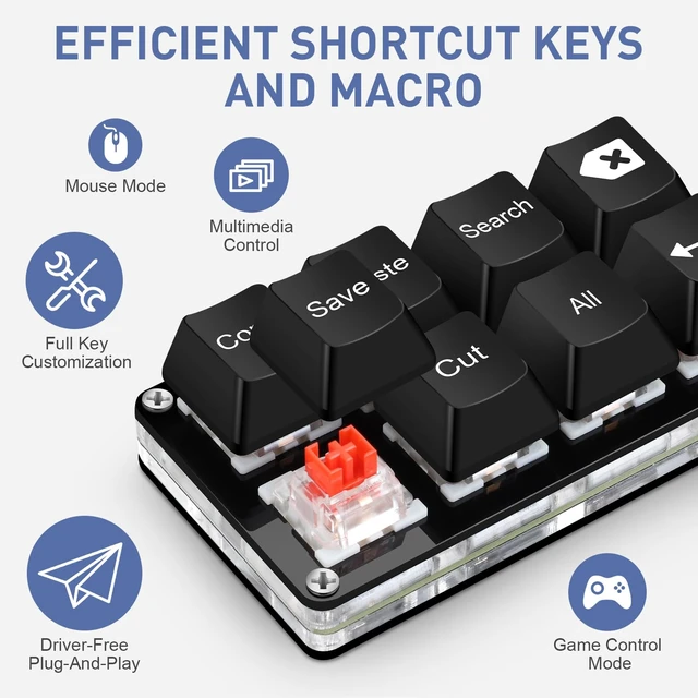 Alt view image 4 of 7 - Mini 8-Key Copy Paste Programmable Keyboard Hotswappable Mechanical Switch | For Rhythm Games Mini RGB Gaming Keypad for Customized Macros Office Work Shortcut Keys