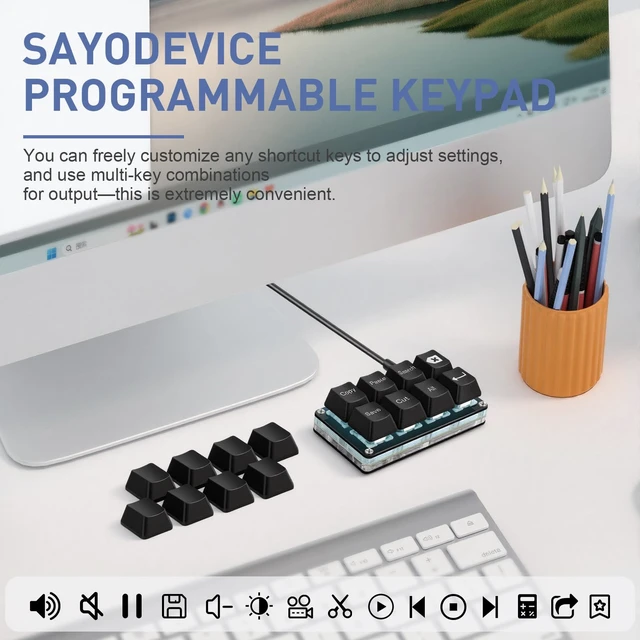 Alt view image 3 of 7 - Mini 8-Key Copy Paste Programmable Keyboard Hotswappable Mechanical Switch | For Rhythm Games Mini RGB Gaming Keypad for Customized Macros Office Work Shortcut Keys