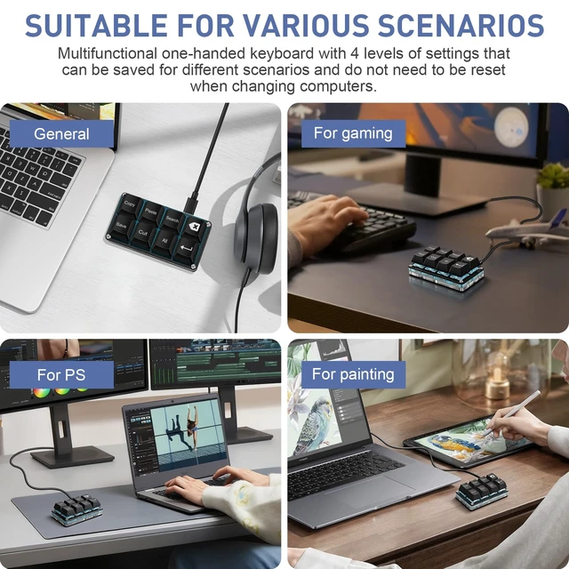 Alt view image 7 of 7 - Mini 8-Key Copy Paste Programmable Keyboard Hotswappable Mechanical Switch | For Rhythm Games Mini RGB Gaming Keypad for Customized Macros Office Work Shortcut Keys