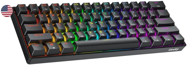 Main image of GK61 SE 60% | Mechanical Gaming Keyboard | 61 Keys Multi Color RGB LED Backlit for PC/Mac Gamer | ANSI US American Layout (Black, Mechanical Brown)