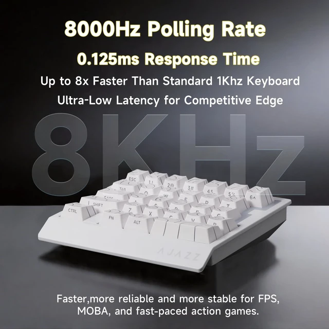 Alt view image 5 of 7 - AJAZZ AK029 Wired One-Handed Hall Effect Mechanical Gaming Keypad, 29 Keys | Magnetic Switch, Rapid Trigger, 8KHz Polling, SOCD/DKS, RGB Backlit, Web Driver Customizable, Portable, White Contour Line