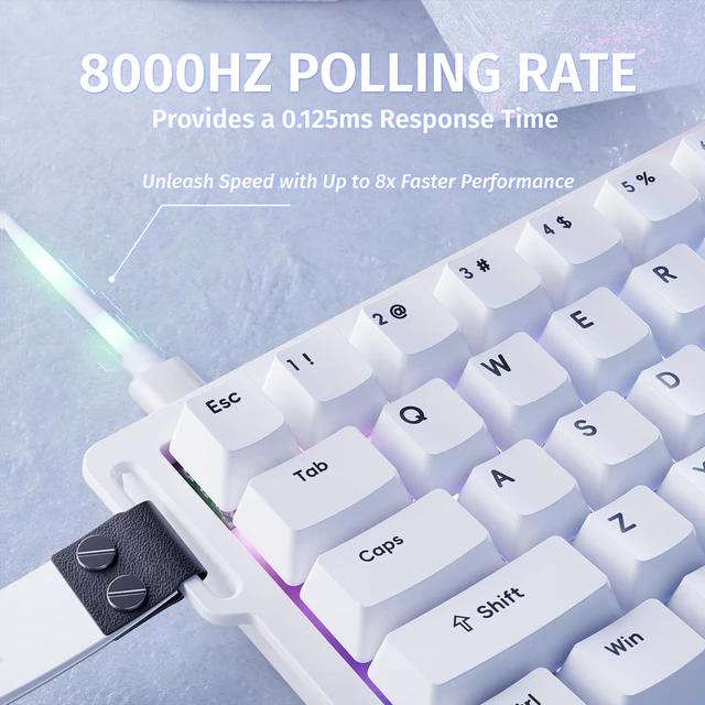 Alt view image 3 of 7 - X68 HE RT Mechanical Gaming Keyboard 60% Wired TKL-White | Adjustable Actuation,Hall Effect Magnetic Switch,8KHz Polling Rate,RGB Backlit,Top Mount, Web Driver for PC Mac Esport Gamer