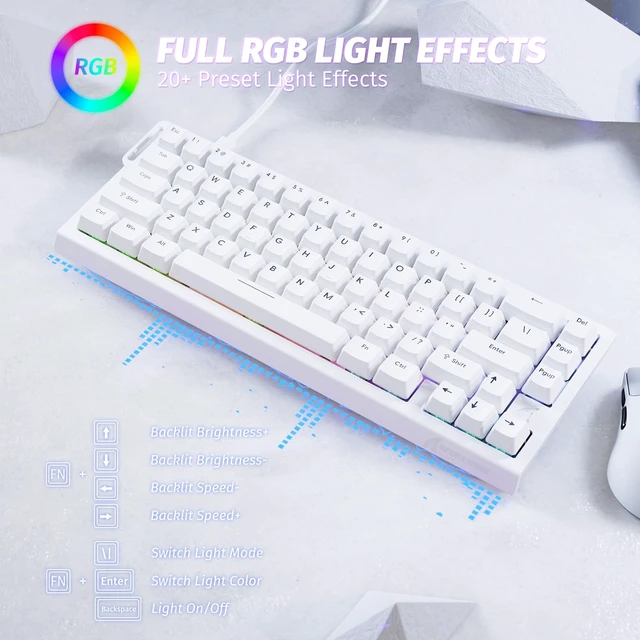 Alt view image 7 of 7 - X68 HE RT Mechanical Gaming Keyboard 60% Wired TKL-White | Adjustable Actuation,Hall Effect Magnetic Switch,8KHz Polling Rate,RGB Backlit,Top Mount, Web Driver for PC Mac Esport Gamer