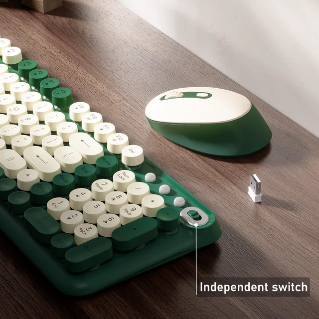 Alt view image 6 of 6 - Wireless Keyboard and Mouse Combo (Milk Dark-Green) | Full-Size 2.4G Set with Number Pad, Long Battery Life, Plug Play for Office and Student Use