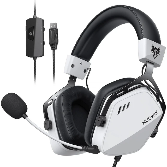 Main image of HG03 Wired Gaming Headset for PC, FPS-Tuned, Noise-Canceling Mic | USB-A Equipped | One-Click FPS Mode | 50mm Driver | Memory Foam Cushion | For PC Laptop | Gaming & Office Comfort - White