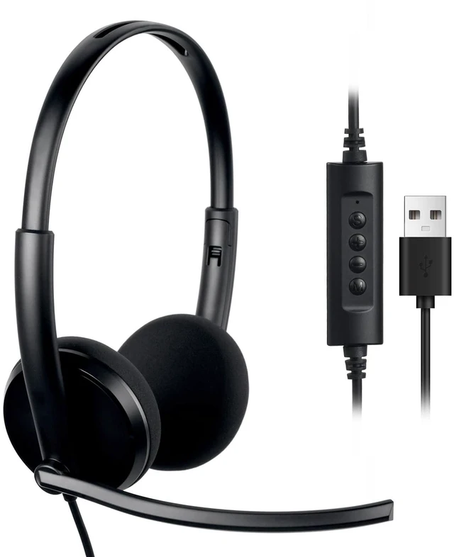 Main image of USB Headset with Microphone for PC, Wired Computer Headset for Work | Lightweight, Adjustable Headband, USB-A, Plug-and-Play for PC/Laptop Home Office Online Class