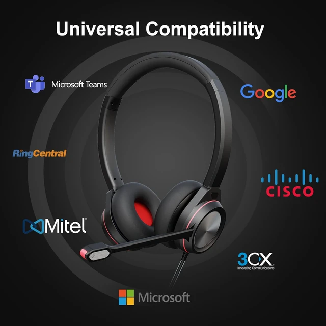 Alt view image 7 of 7 - USB Headset with Microphone for PC, 3.5mm & USB A/Type C Wired Computer Headset, Corded PC Headphone with Noise Cancelling Mic, Office Headphones for Business Call Center Teams Laptop