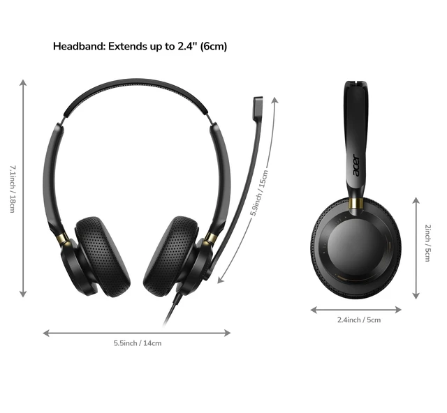 Alt view image 7 of 7 - USB Headset with Microphone for PC, Wired Computer Headset for Work | Dual Ear Headset for Office, Laptop, Teams and Call Center Clear Sound Quality for Call Meetings Use - USB-A/C & 3.5mm
