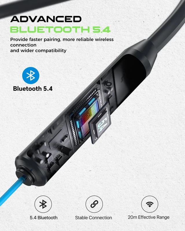 Alt view image 5 of 7 - Bluetooth Earplug Headphones, Neckband Wireless Earbuds earplugs-29db Noise Reduction isolating in-Ear earplug Earphones with Controls,IPX6 sweatproof,20+Hour Battery (Blue Green)