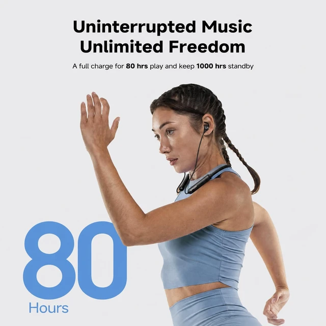 Alt view image 2 of 7 - Neckband Bluetooth Headphones, 80Hrs Wireless Headphones with Mic | Neckband Headphones, Bluetooth 5.3 Earbuds, Stereo Bass in-Ear Headsets, IPX6 Waterproof, Neckband Earbud for Sport, Business
