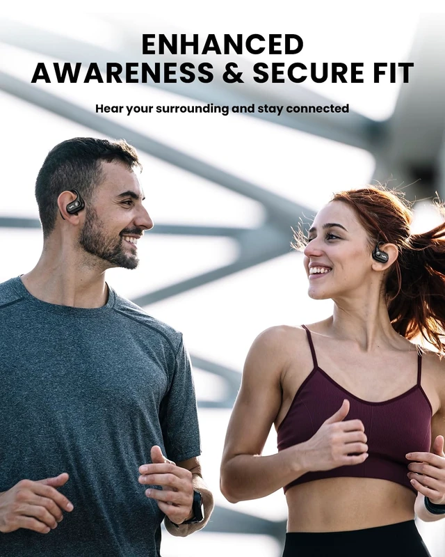Alt view image 4 of 7 - Open Ear Headphones,Bluetooth 5.3 Air Conduction Headphones ,Comfortable for Long Wear ,Powerful Bass,AI Clear Calls,30H Playback,IPX6 Light Weight Open Ear Earbuds with Ear-Hook for Workout,Running