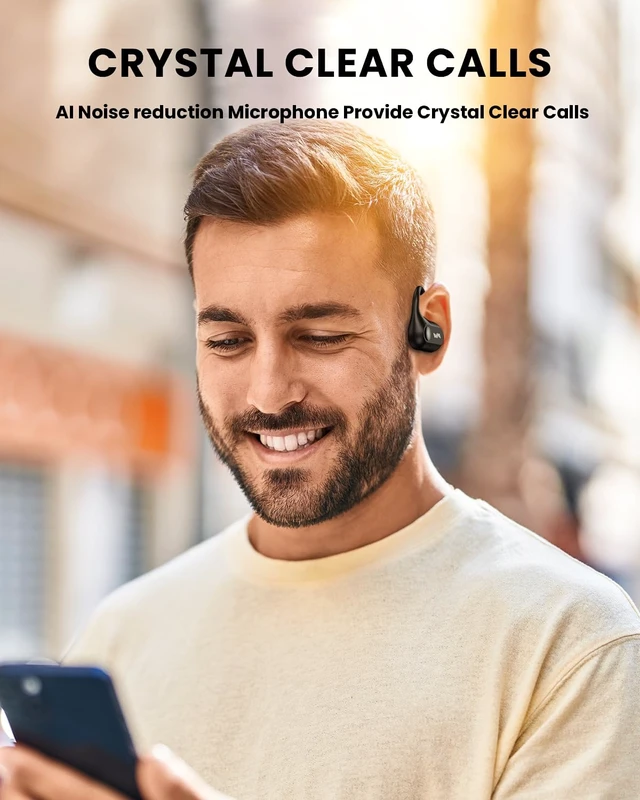 Alt view image 6 of 7 - Open Ear Headphones,Bluetooth 5.3 Air Conduction Headphones ,Comfortable for Long Wear ,Powerful Bass,AI Clear Calls,30H Playback,IPX6 Light Weight Open Ear Earbuds with Ear-Hook for Workout,Running