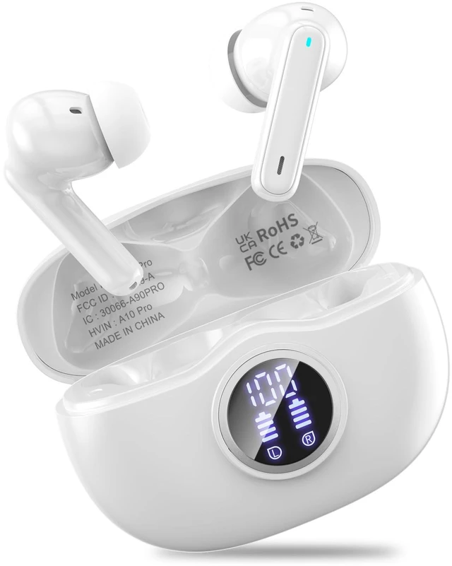 Main image of Wireless earbuds, Bluetooth 5.3 Ear buds Headphones with Digital Display | 50H Long Playtime Earphones, HiFi Stereo, ENC Noise Canceling, IPX7 Waterproof for Gym/Running/Work