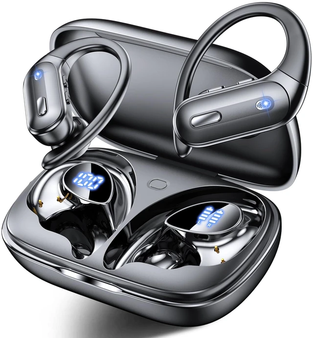 Main image of Active Noise Cancelling Wireless Earbuds Bluetooth Headphones 90 Hrs Playtime Ear Buds with Hi-Res Stereo Deep Bass Power Display Earphones with Earhooks Waterproof Transparency Headset Sports/Running