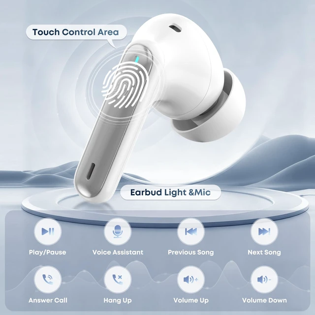 Alt view image 6 of 7 - Wireless earbuds, Bluetooth 5.3 Ear buds Headphones with Digital Display | 50H Long Playtime Earphones, HiFi Stereo, ENC Noise Canceling, IPX7 Waterproof for Gym/Running/Work