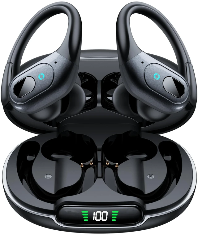 Main image of Active Noise Cancelling Earbuds Wireless Bluetooth Headphones | Ear Buds 90Hrs Playback Stereo Bass Earphones with Mic Over-Ear Hooks IPX7 Waterproof Headset for Sports Running Matte Black
