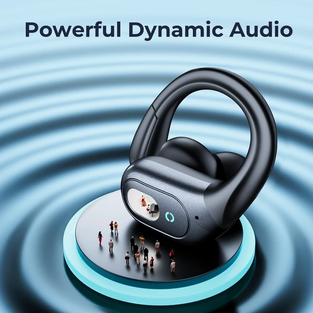 Alt view image 4 of 7 - Active Noise Cancelling Earbuds Wireless Bluetooth Headphones | Ear Buds 90Hrs Playback Stereo Bass Earphones with Mic Over-Ear Hooks IPX7 Waterproof Headset for Sports Running Matte Black