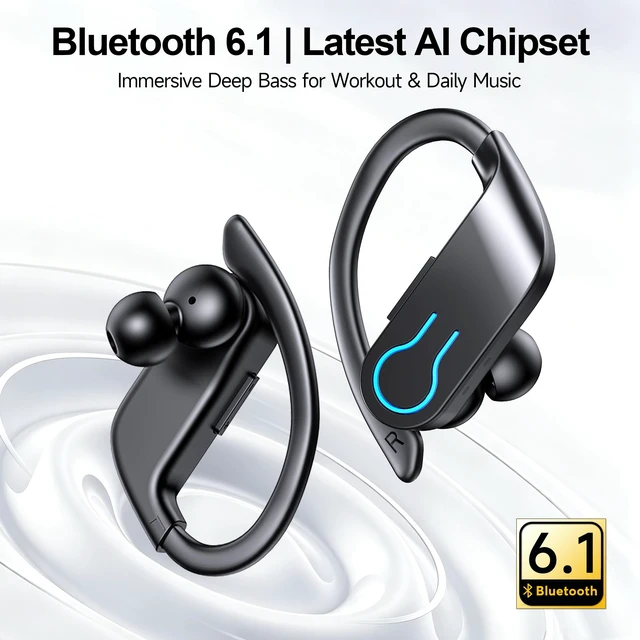 Alt view image 3 of 7 - Wireless Earbuds 120H Playtime Bluetooth 6.1 Sport Headphones with Earhooks | IP7 Waterproof In-ear Buds Feature ENC Noise Cancelling MicHi-Res Audio Earphones, Digital Display for Gym Running Workout