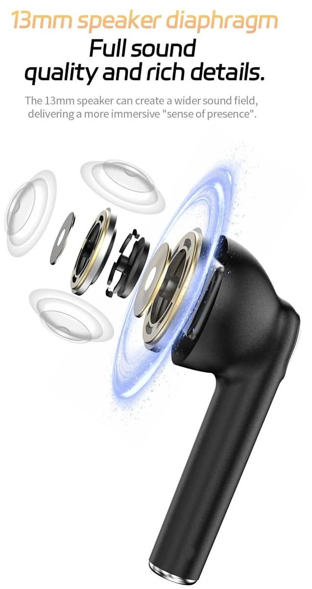 Alt view image 3 of 5 - Wireless Earbuds with Big Bass, 20H Playtime, Bluetooth 5.3 Light Weight in Ear Headphones, Premium Sound Bass Ear Buds with Charging Case