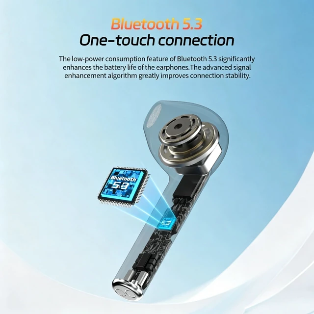 Alt view image 5 of 5 - Wireless Earbuds with Big Bass, 20H Playtime, Bluetooth 5.3 Light Weight in Ear Headphones, Premium Sound Bass Ear Buds with Charging Case
