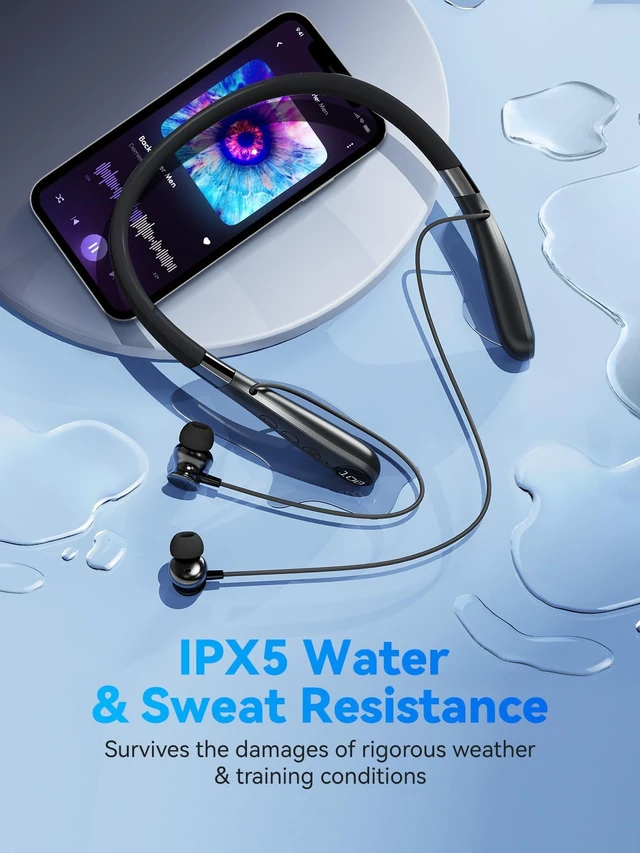 Alt view image 3 of 7 - Bluetooth Neckband Headphones, Wireless Earbuds with Mic, 60H, IPX5 | 60H Playtime, IPX5 Sweat & Water Resistance, Bluetooth 5.4, Magnetic Neckband, S/M/L Ear Tips, Call Noise Reduction