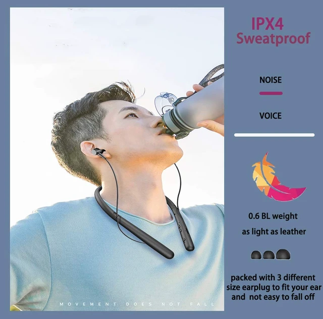 Alt view image 3 of 6 - Bluetooth Headphones Wireless Neckband Bluetooth 5.0 Headset with 20 H Playtime, 10 mm Drivers, Magnetic Earbuds, Crystal-Clear Voice and Noise Cancelling Mic, Sweatproof and Lightweight (Black)