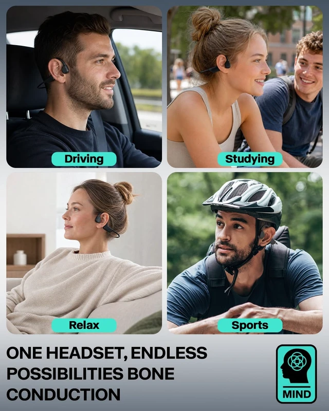 Alt view image 7 of 7 - Bone Conduction Swimming Headphones, IPX8 Waterproof Open Ear Bluetooth 6.0 Wireless Sports Headphones with 13H Playtime, Neckband Earphones with Magnetic Charging for Swimming Running Cycling Workout