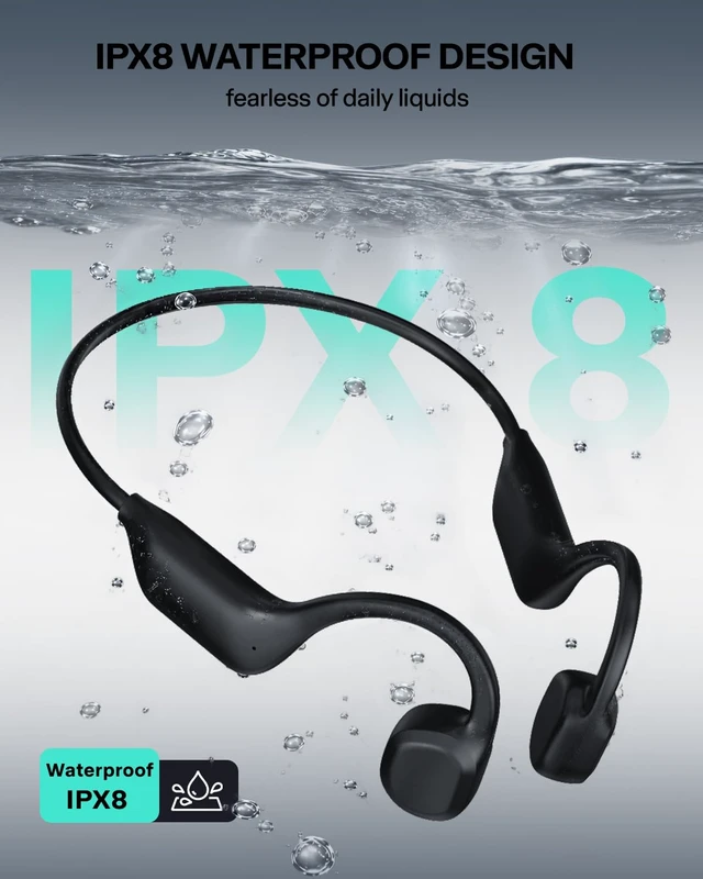 Alt view image 4 of 7 - Bone Conduction Swimming Headphones, IPX8 Waterproof Open Ear Bluetooth 6.0 Wireless Sports Headphones with 13H Playtime, Neckband Earphones with Magnetic Charging for Swimming Running Cycling Workout