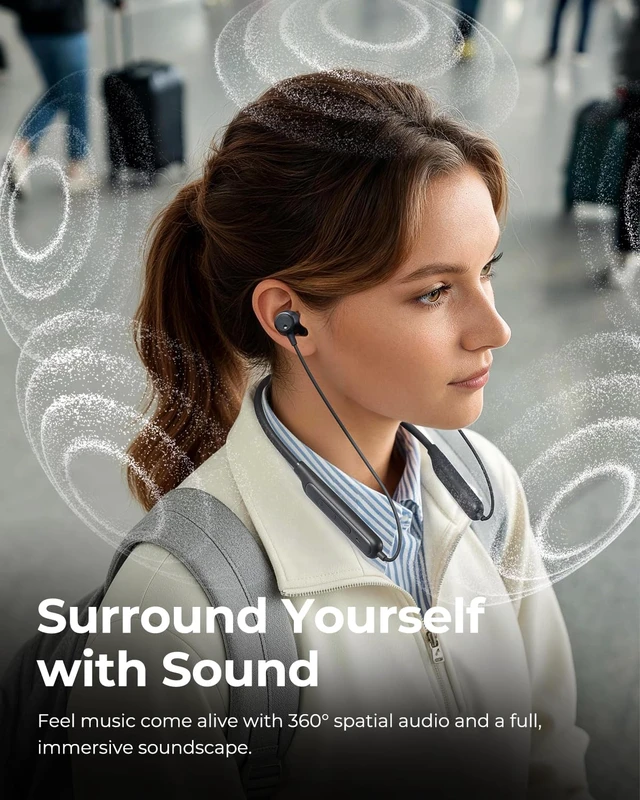 Alt view image 4 of 7 - F3 Neckband Headpones, Active Noise Cancelling Wireless Earbuds | Magnetic Bluetooth 6.0 Sports Earphones, -40dB ANC, Spatial Audio, Dual Connection, 34 Hours of Playtime, Workout, Commute