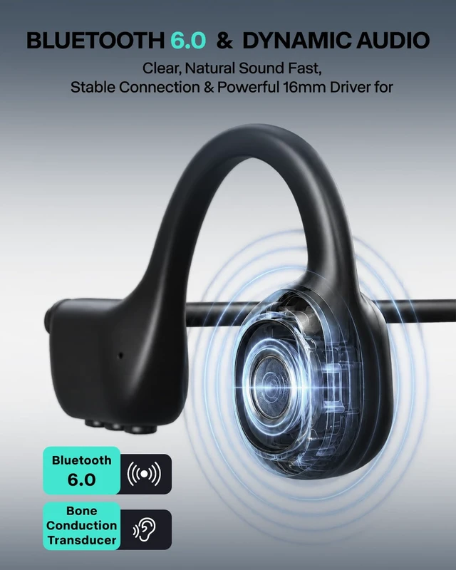 Alt view image 5 of 7 - Bone Conduction Swimming Headphones, IPX8 Waterproof Open Ear Bluetooth 6.0 Wireless Sports Headphones with 13H Playtime, Neckband Earphones with Magnetic Charging for Swimming Running Cycling Workout