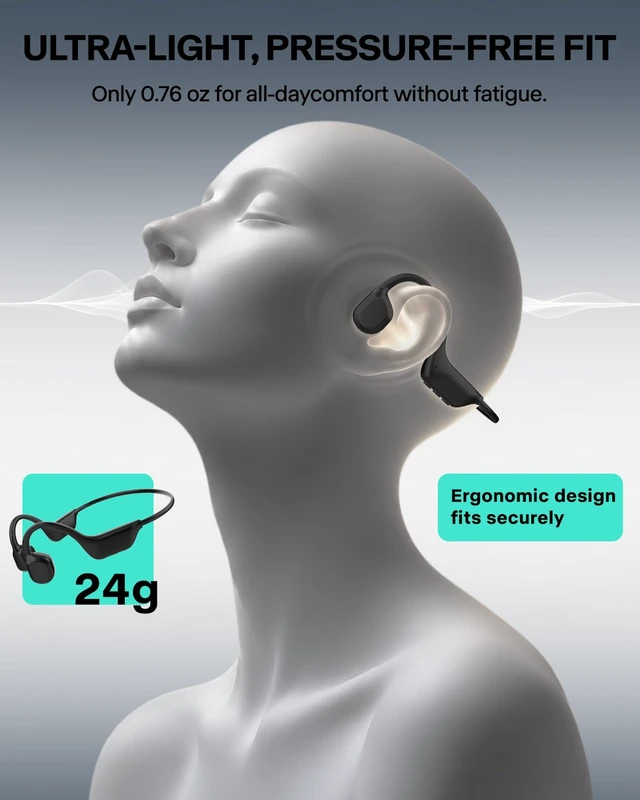 Alt view image 6 of 7 - Bone Conduction Swimming Headphones, IPX8 Waterproof Open Ear Bluetooth 6.0 Wireless Sports Headphones with 13H Playtime, Neckband Earphones with Magnetic Charging for Swimming Running Cycling Workout