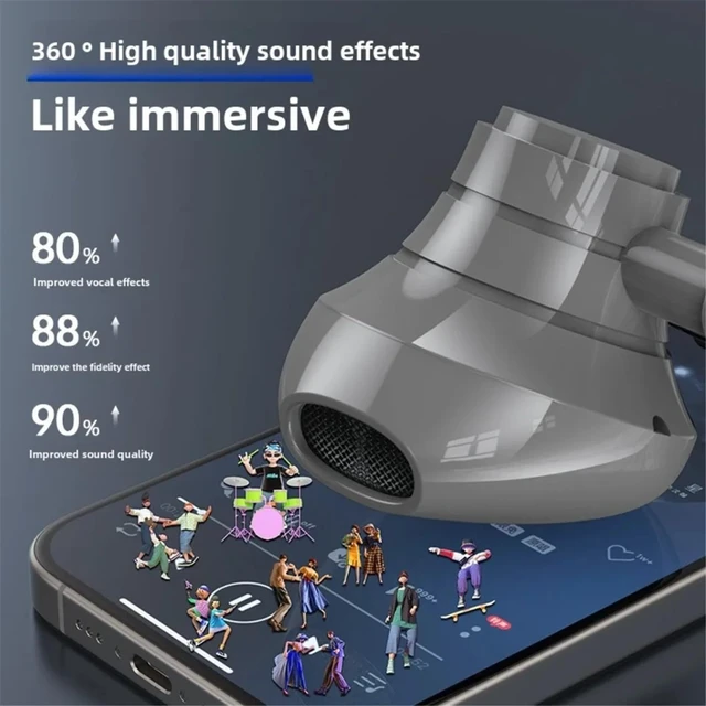Alt view image 2 of 7 - Wireless Neckband Earphones with LED BT5.3 20H Play time Water Resistant Noise Cancelling for Sports and Gaming (Grey)