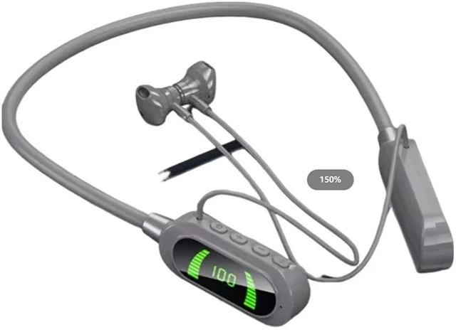 Main image of Wireless Neckband Earphones with LED BT5.3 20H Play time Water Resistant Noise Cancelling for Sports and Gaming (Grey)