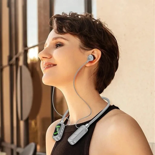 Alt view image 6 of 7 - Wireless Neckband Earphones with LED BT5.3 20H Play time Water Resistant Noise Cancelling for Sports and Gaming (Grey)
