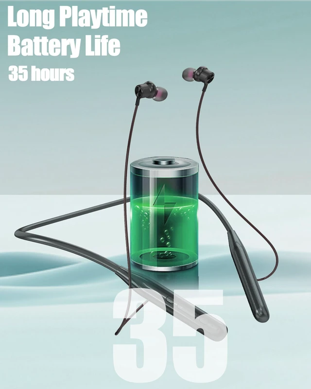Alt view image 3 of 7 - Q1s Plus Around The Neck Wireless Neckband Bluetooth Headphone with 6 Music EQ Modes,Magnetic Earbuds Workout Sport Earphone with Microphone,35H Playtime,Type C charging,Comfortable with Travel case
