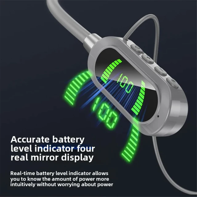 Alt view image 4 of 7 - Wireless Neckband Earphones with LED BT5.3 20H Play time Water Resistant Noise Cancelling for Sports and Gaming (Grey)