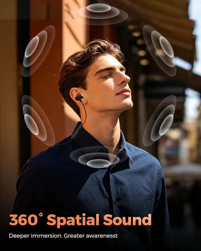 Alt view image 3 of 7 - HD-200 Wireless Earbuds, Magnetic Neckband Headphones | Bluetooth 6.0, Wireless Sports Earphones, Spatial Audio, Dual Connection, 20 Hours of Playtime, IP67 Waterproof for Workout