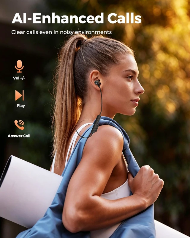 Alt view image 6 of 7 - HD-200 Wireless Earbuds, Magnetic Neckband Headphones | Bluetooth 6.0, Wireless Sports Earphones, Spatial Audio, Dual Connection, 20 Hours of Playtime, IP67 Waterproof for Workout