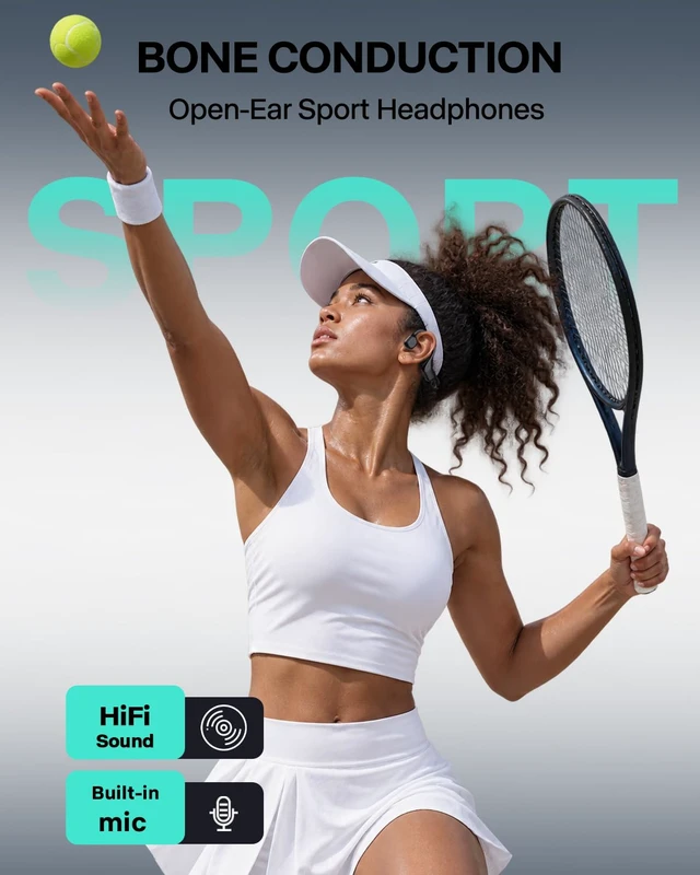 Alt view image 2 of 7 - New Bone Conduction Headphones, Open Ear Bluetooth 6.0 Wireless Sports Headphones, IPX8 Waterproof Neckband Earphones with 10H Playtime, Magnetic Charging Headphones for Running Cycling Workout Gym
